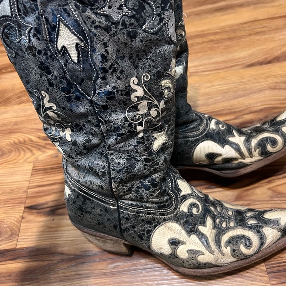 Vintage Corral Western Boots Bone Lizard Inlay Pointy Toe C2116 Women Size 8.5 M - Picture 4 of 7